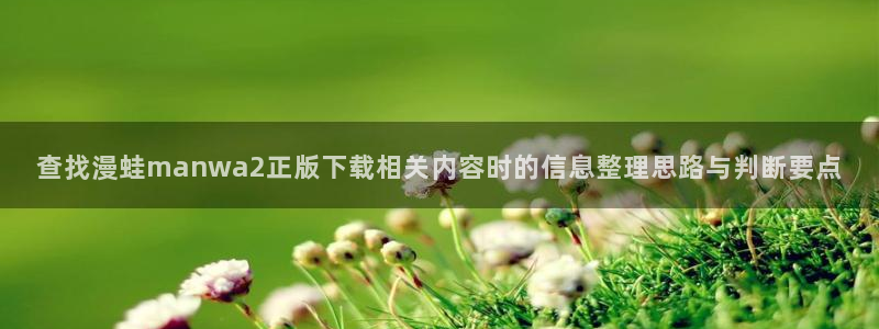 梦漫漫画软件排行榜：查找漫蛙manwa2正版下载相关内容时的信息整理思路与判断要点